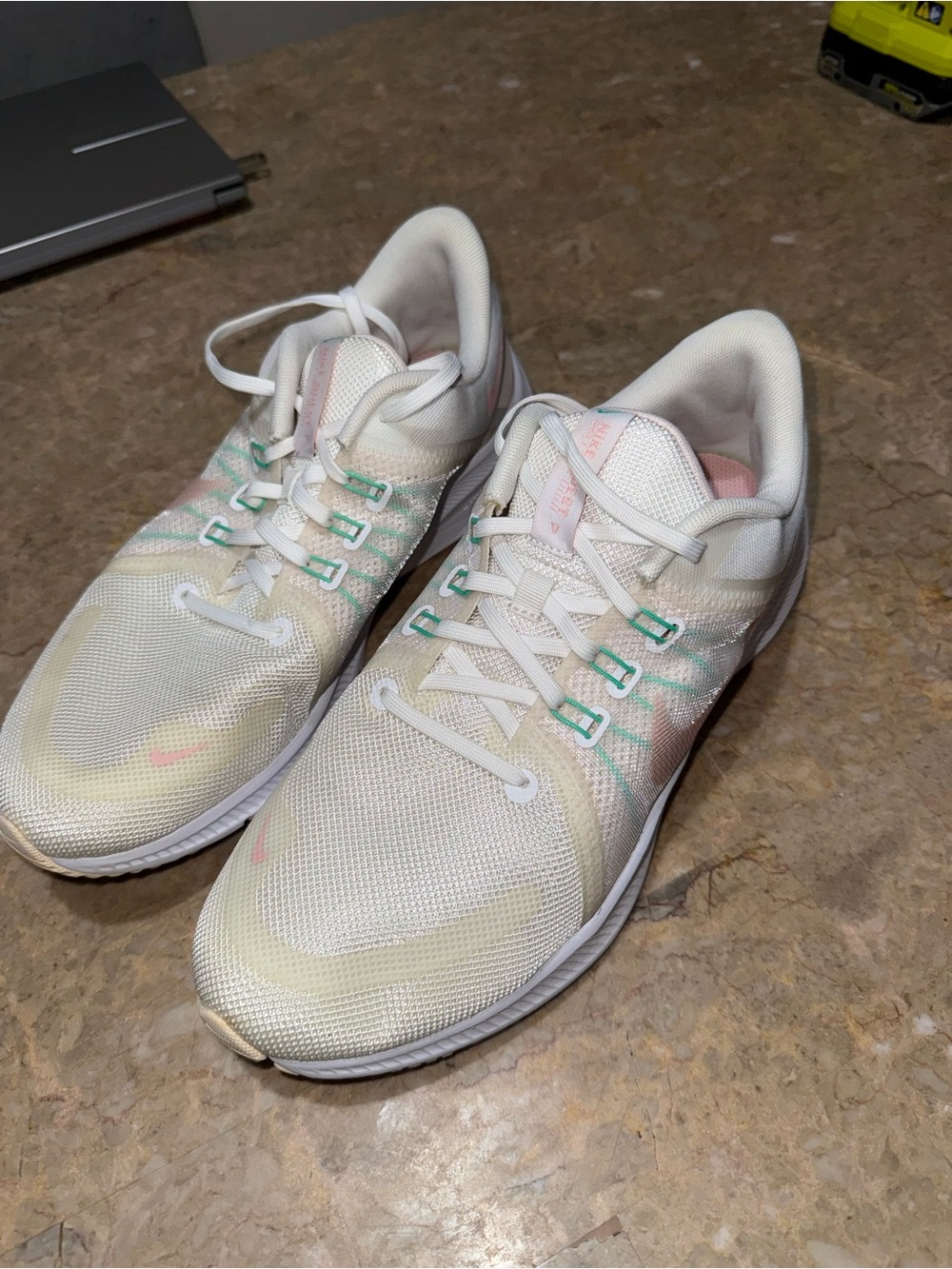 Nike Women's White Running Shoes with Pastel Pink & Mint Accents